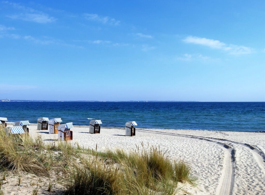 beach, cabins, coast